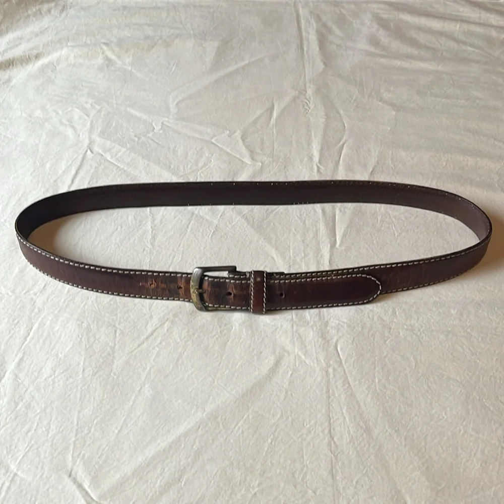 Vintage Ralph Lauren Leather Belt Men's Brown Gold tone Buckle Length: 49